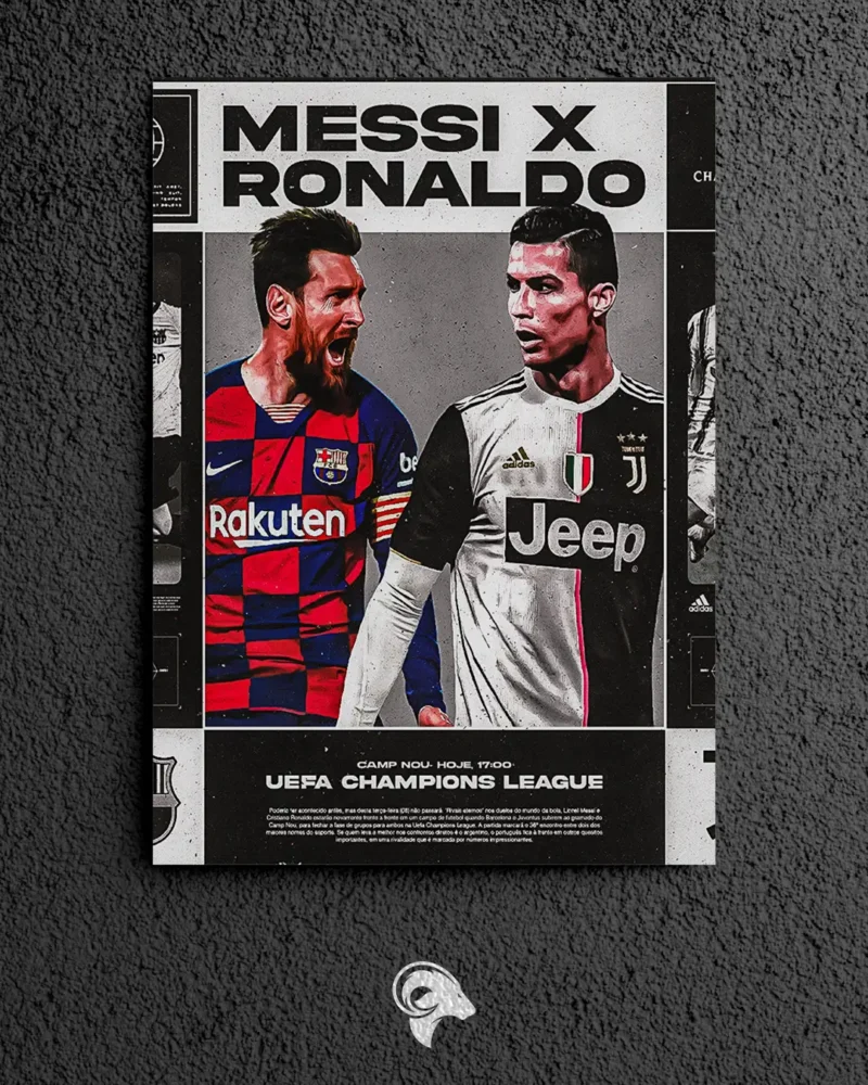 Messi vs Ronaldo - Metal Poster
